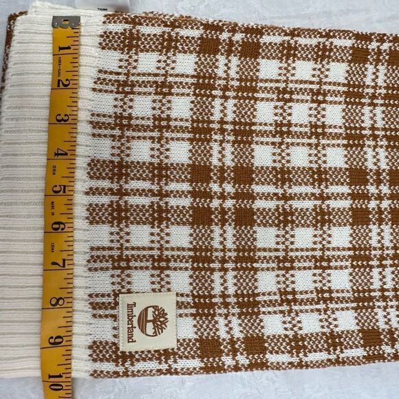 Timberland ‘Buffalo’ Plaid Scarf Tan Cream - Picture 8 of 13